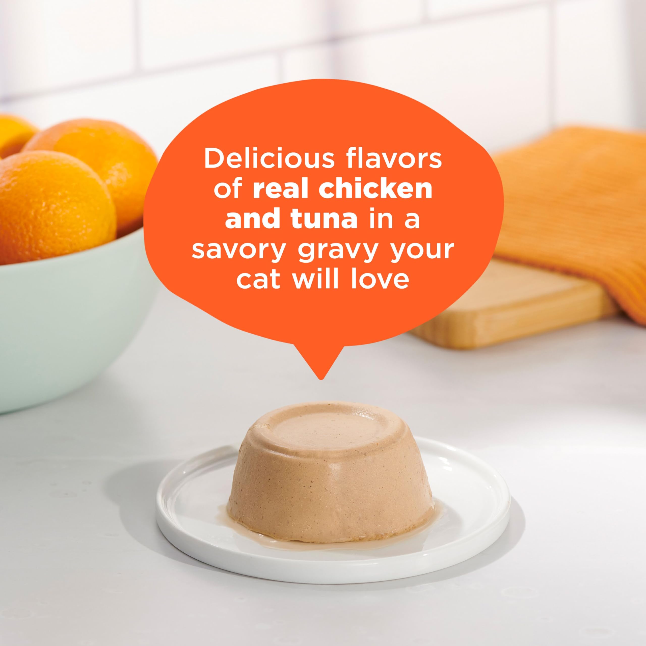 Meow Mix Paté en Sauce, couvercle facile à retirer pour service sans effort.