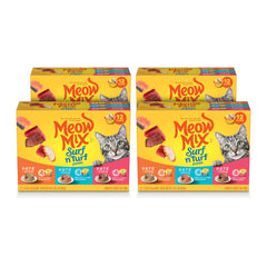 Meow Mix Paté en Gravy thon-saumon dans une tasse, repas attrayant pour chat.