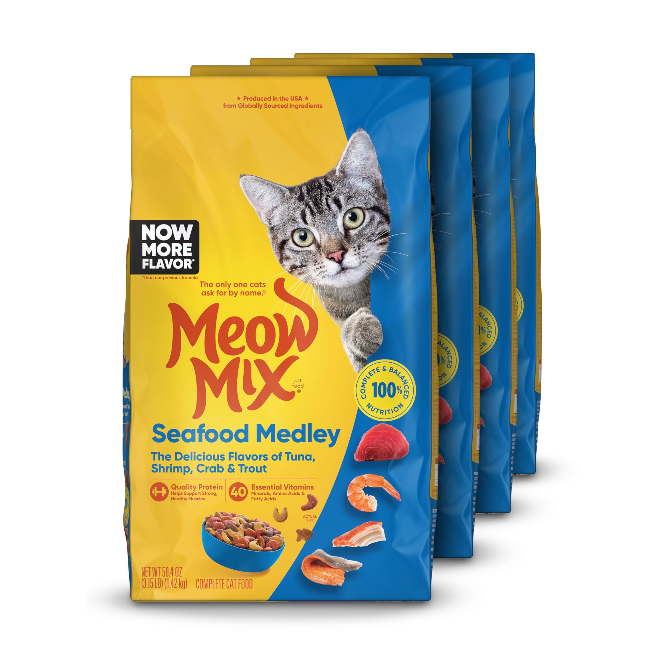 Meow Mix Méli-Mélo Fruits de Mer dans un bol prêt à servir, dégustation séduisante.