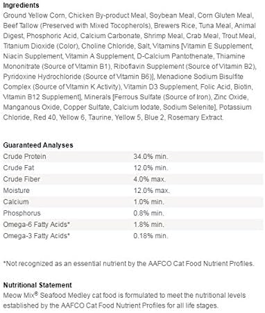 Meow Mix Seafood Medley omega3-6 pour peau et pelage sains