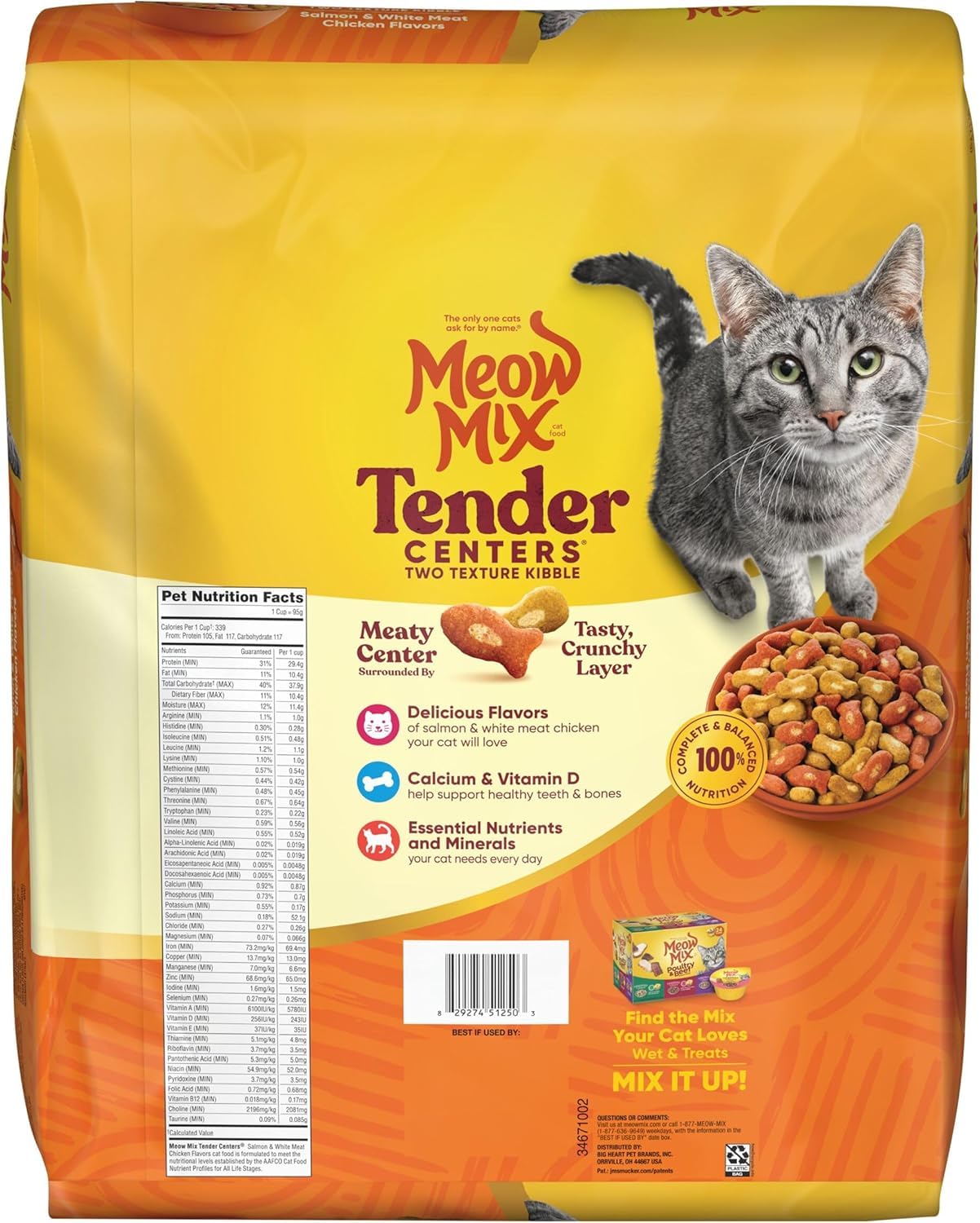Meow Mix Tender Centers croquettes pour chat adulte, nutrition adaptée