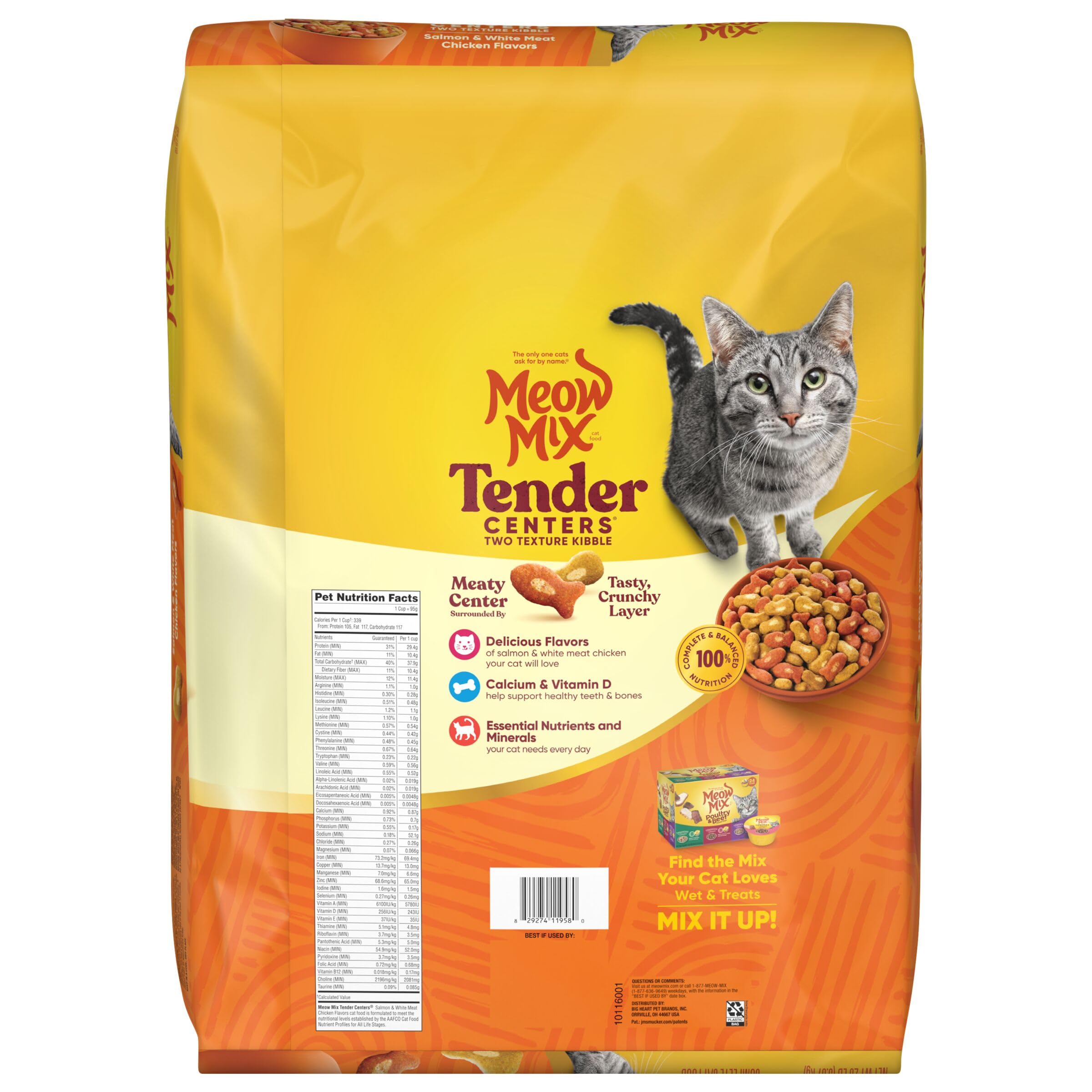 Meow Mix Tender Centers produit américain, ingrédients mondiaux pour une alimentation complète