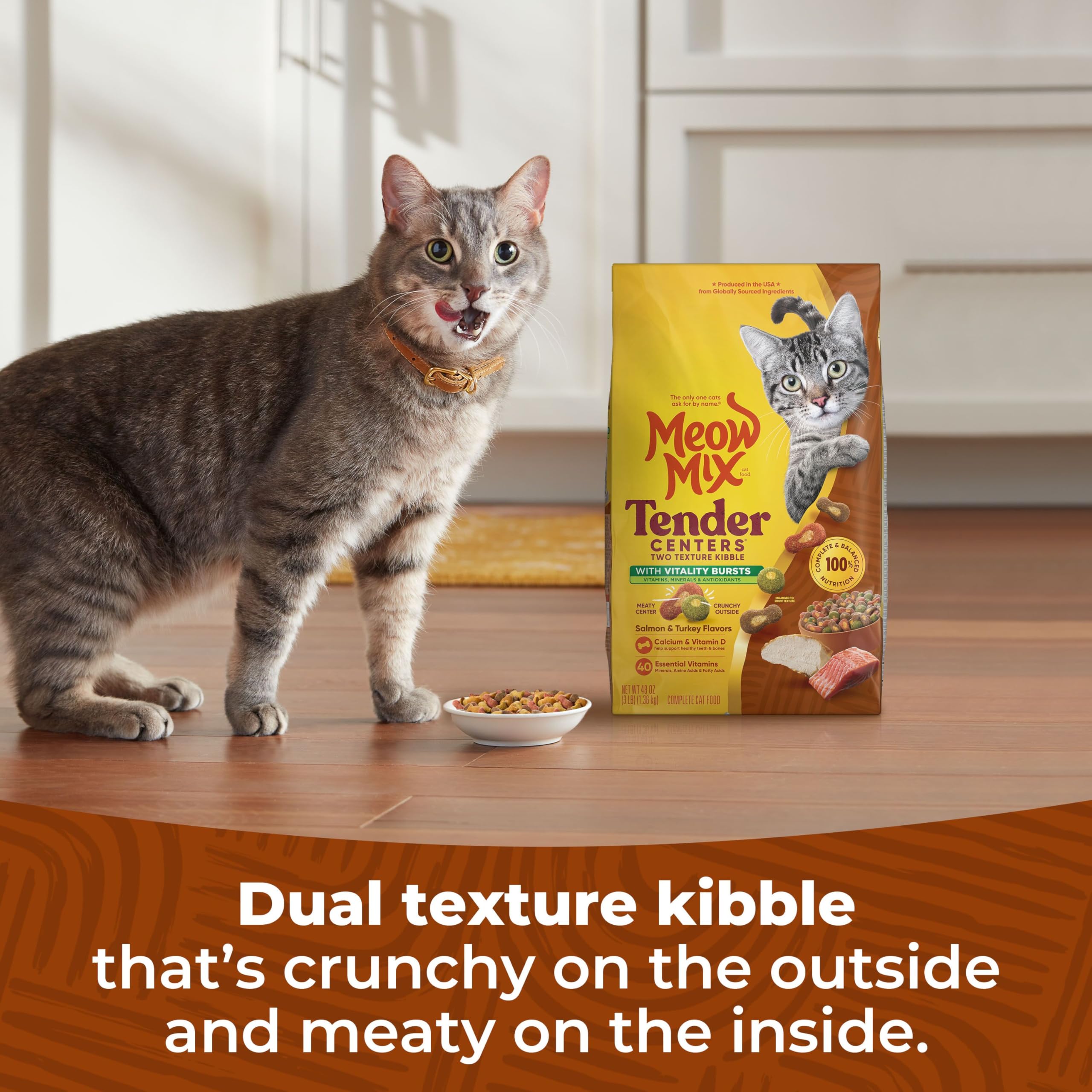 Meow Mix Tender Centers pepites vitalite apportant antioxydants et vitamines.