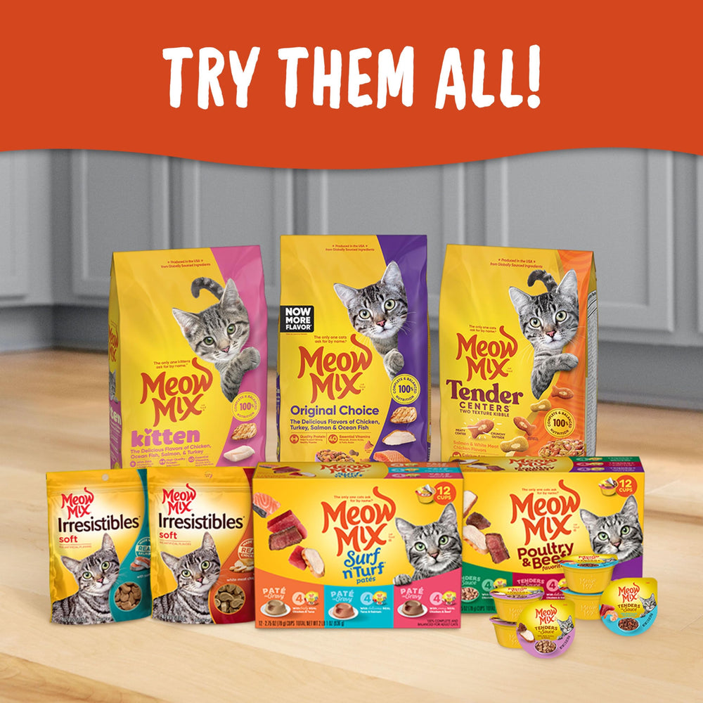 Nutriments équilibrés selon l'étiquette pour les chats Meow Mix