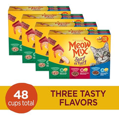 Meow Mix Tenders en Sauce poulet et boeuf, protéines de qualité pour chats.