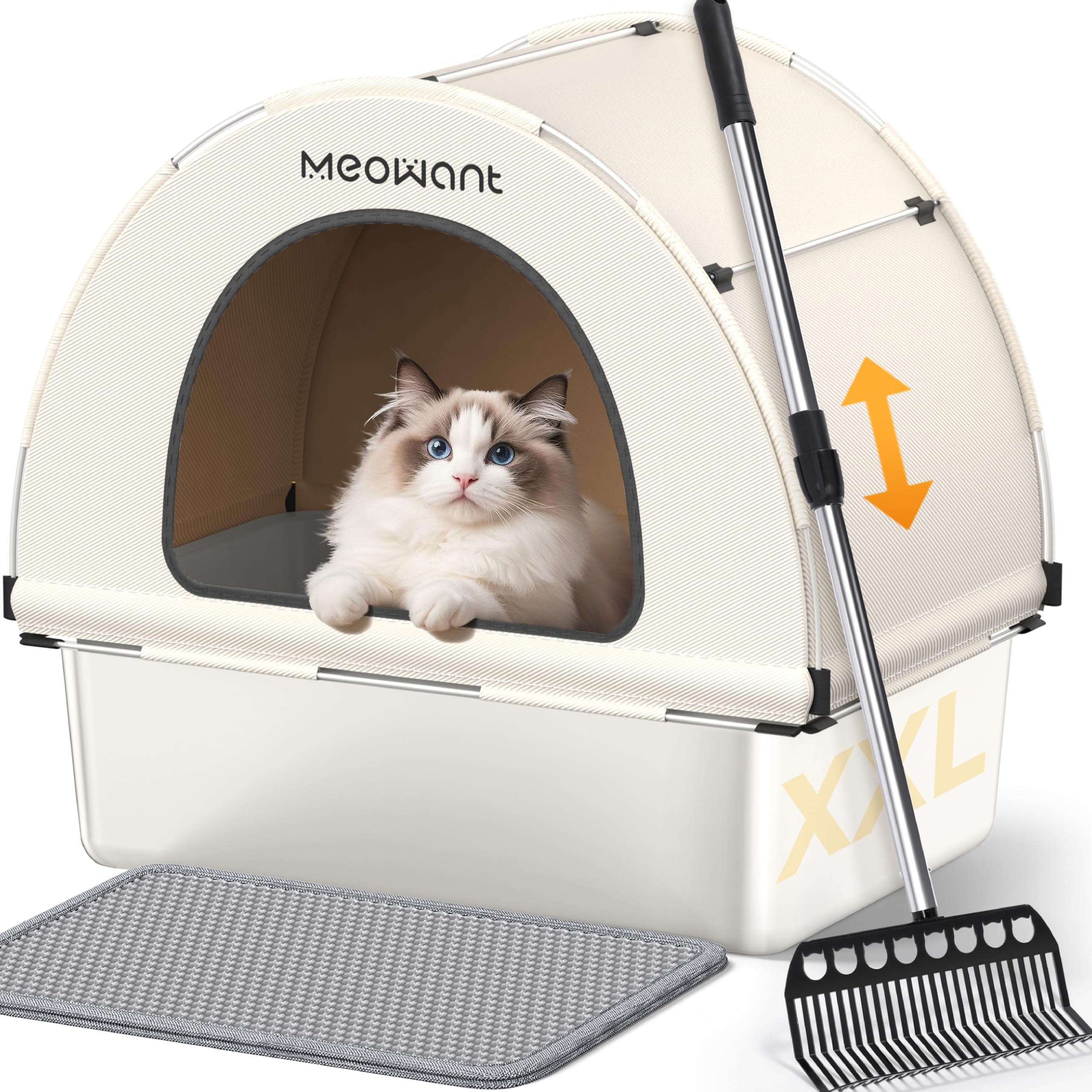 Meowant bac litière inox extra-large pour un nettoyage sans effort