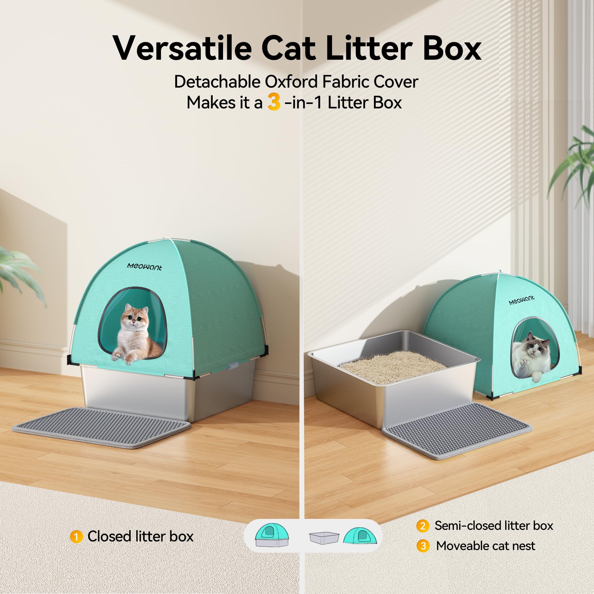 Pelle métallique Meowant incluse pour un entretien facile