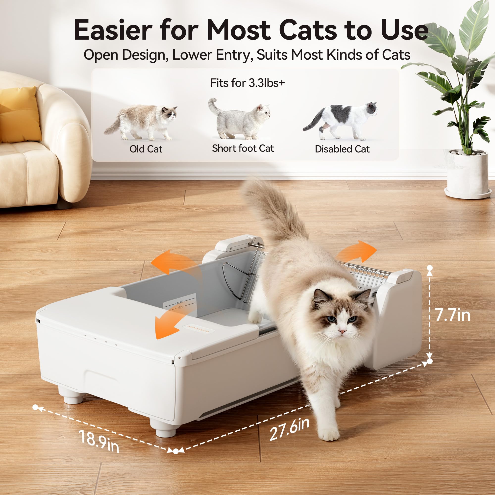 Meowant Litière entrée basse facilite l’accès des petits chats.