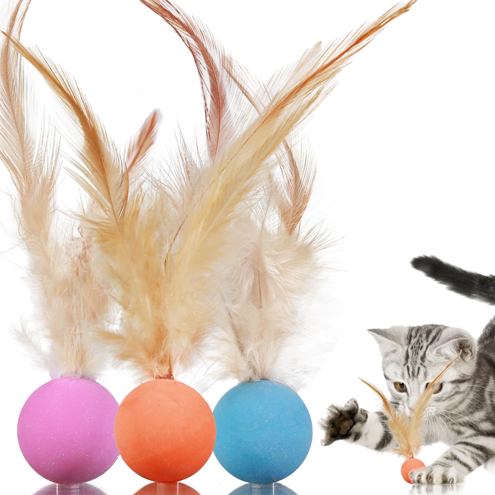 MeowAroma: trio de balles en caoutchouc robustes pour chat, idéale pour l’intérieur.