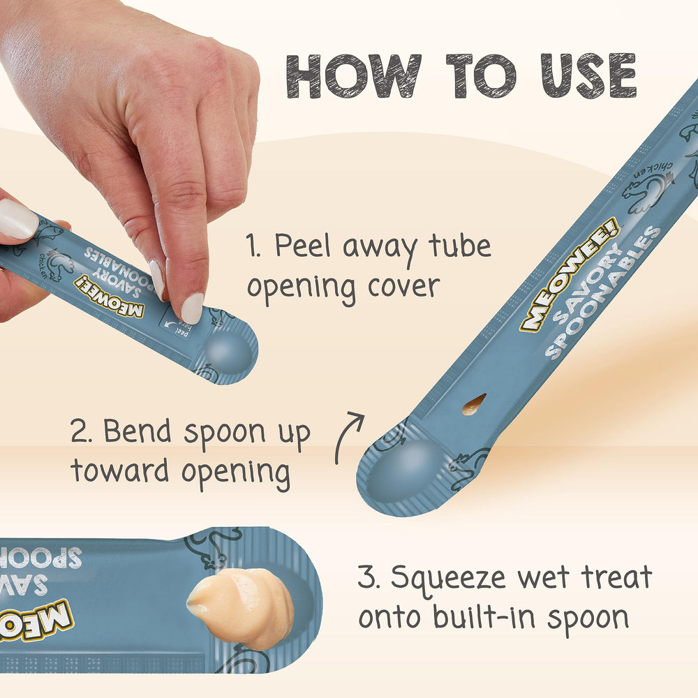 MEOWEE Savory Spoonables: dosage simple, idéal pour compléments quotidiens.
