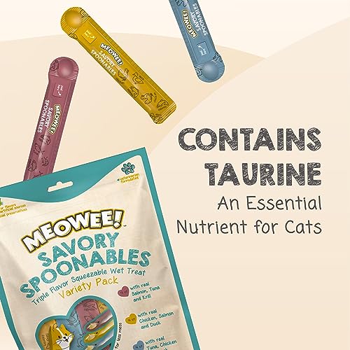 MEOWEE Savory Spoonables: saumon réel et autres saveurs pour le palais du chat.