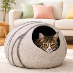 MEOWFIA abri-chat – vue arrière, coutures solides et durables.