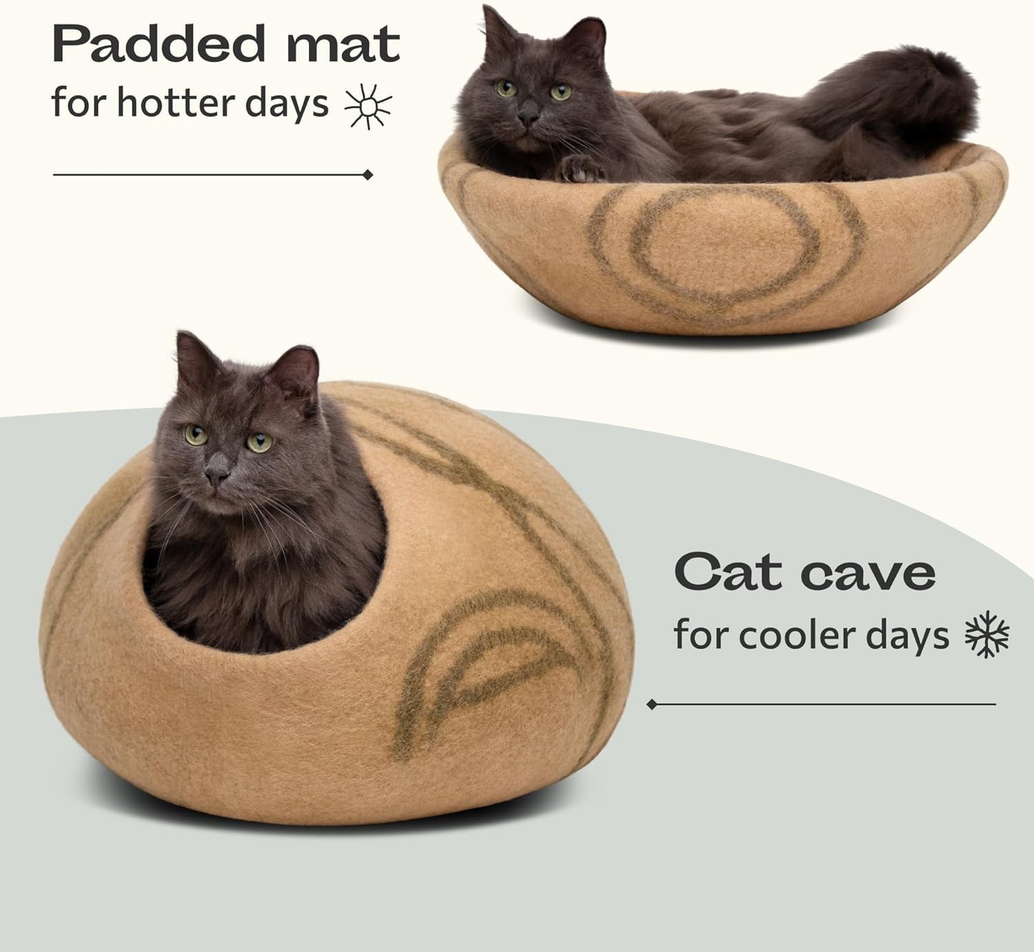 MEOWFIA cachette-chat matel doux beige, surface moelleuse pour se blottir.