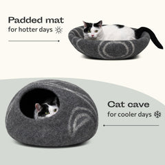 MEOWFIA cave chat confort thermique, adaptée au froid et à la chaleur.