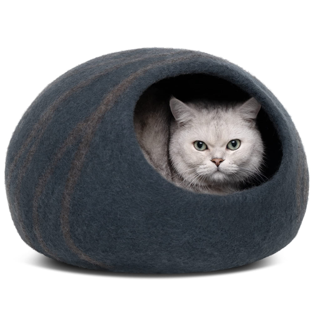 MEOWFIA Cave chat laine mérino slate grande taille - refuge douillet pour sieste