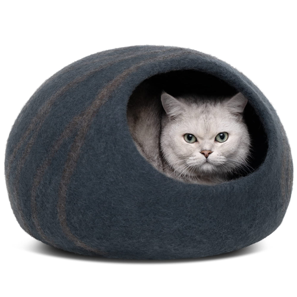 MEOWFIA Cave chat laine mérino slate grande taille - refuge douillet pour sieste