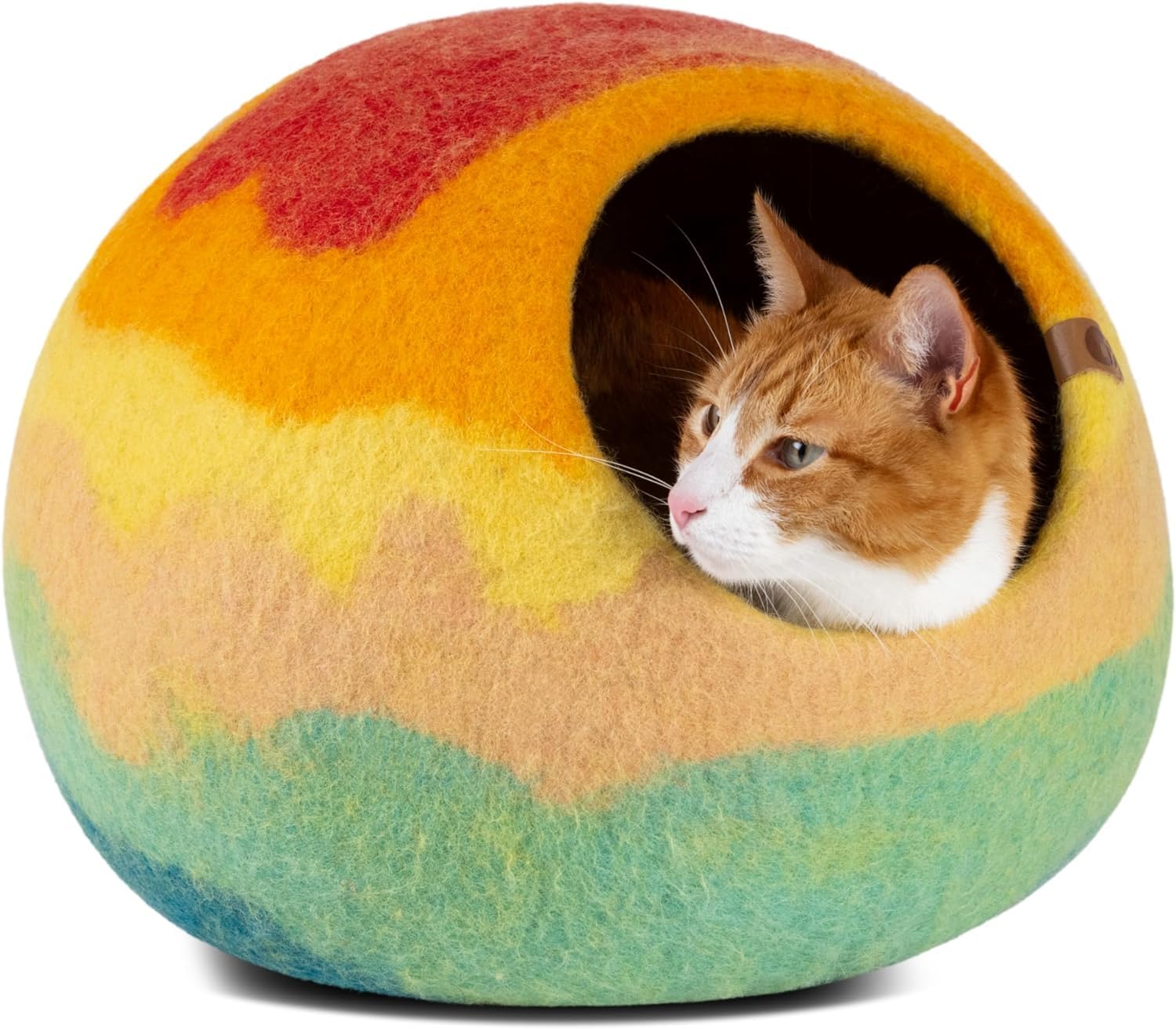 MEOWFIA Cat Cave en mérino vue avant, refuge douillet pour chat intérieur.