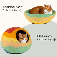 Détail laine naturelle sur MEOWFIA Cat Cave, texture douce.