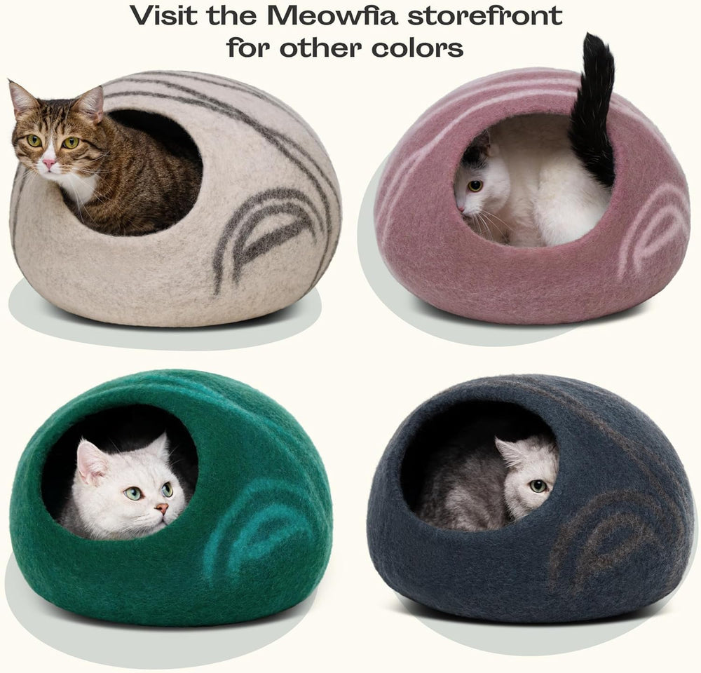 MEOWFIA caverne-chat couleur naturelle se fond harmonieusement dans le salon.