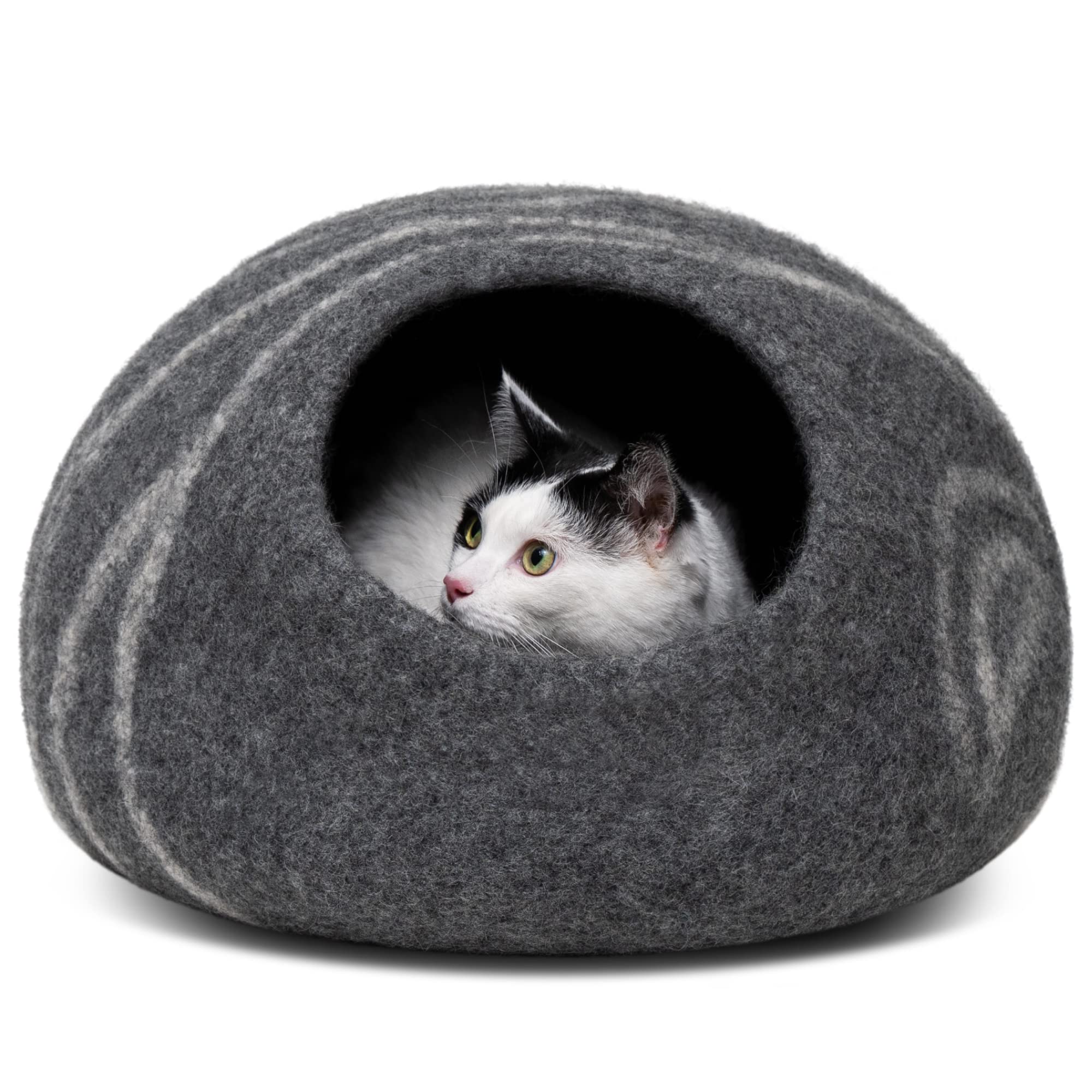 MEOWFIA caverne chat feutrée gris sombre grand – cocon douillet pour sieste