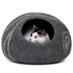 MEOWFIA caverne chat feutrée gris sombre grand – cocon douillet pour sieste
