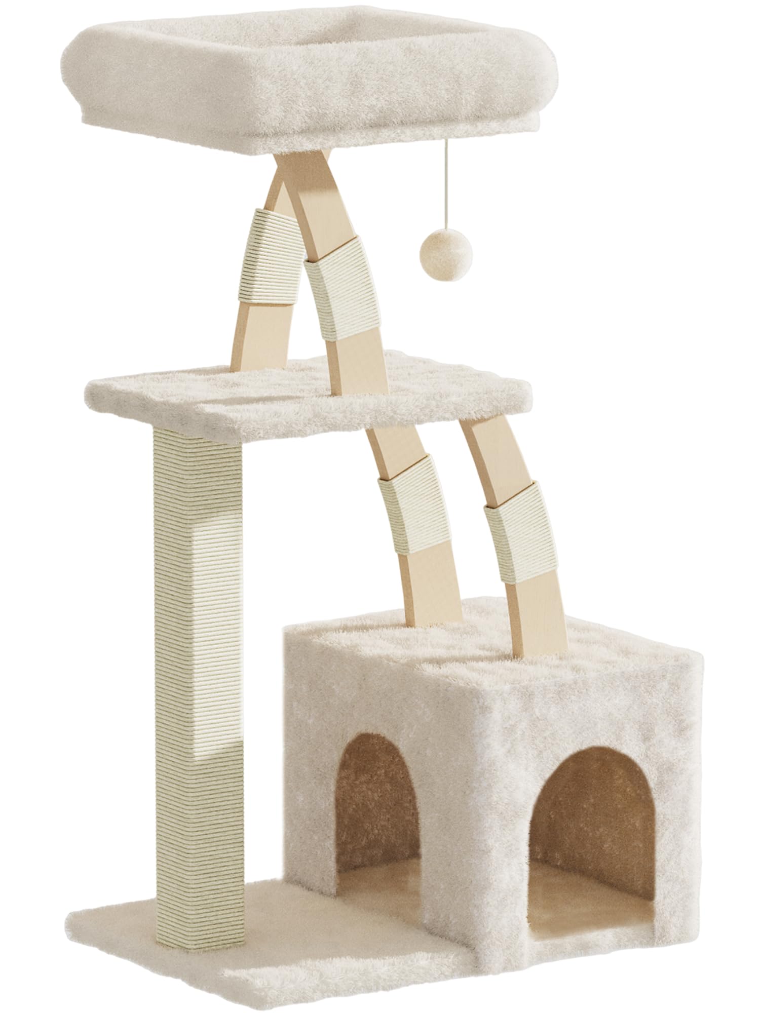 MeowHomm arbre chat intérieur 40 pouces, design élégant et multi-niveaux pour jeux et repos.