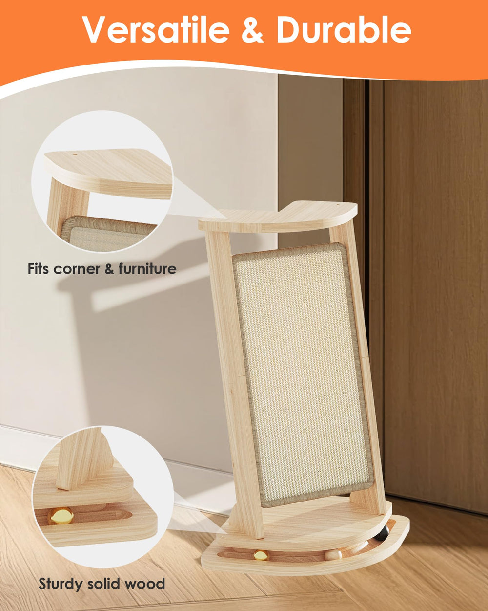 MeowHomm griffoir d’angle chat sisal-naturel adapté au griffage.