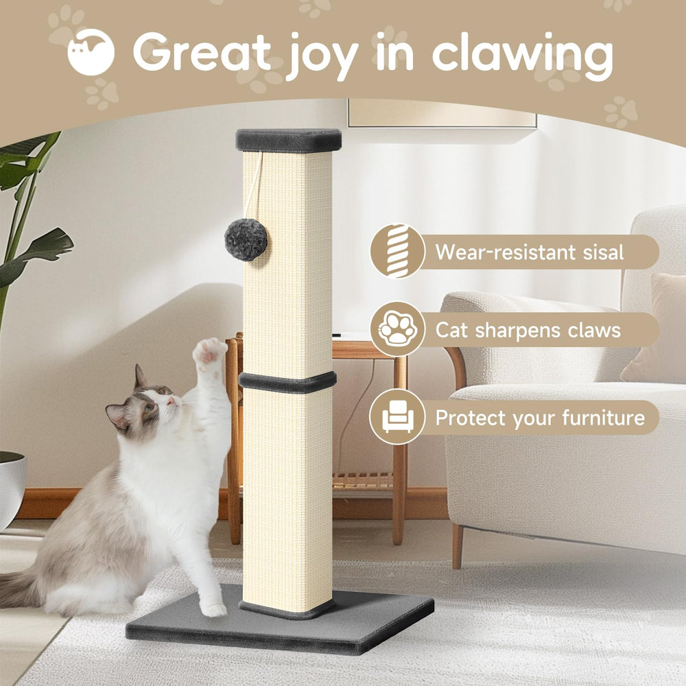 MeowHomm Griffoir Chat 32pouces Hauteur: idéal pour étirements et jeux prolongés.