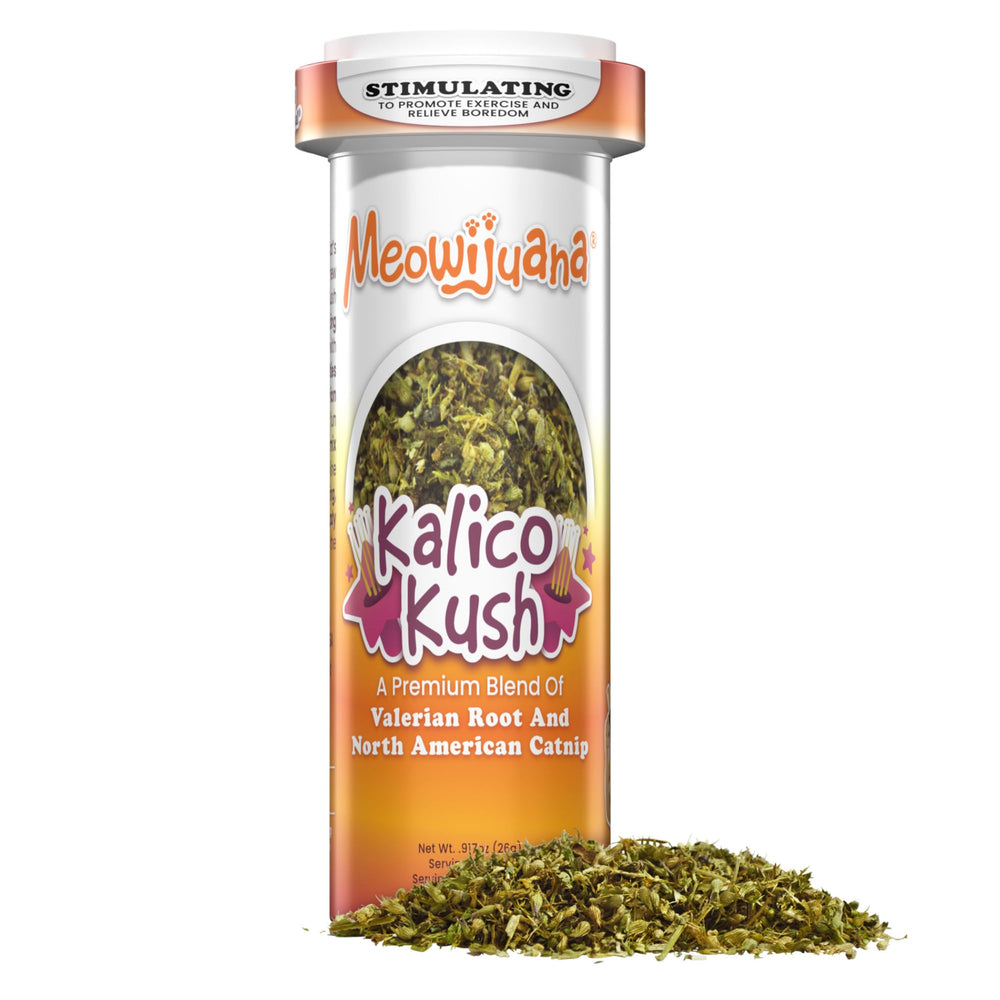 Meowijuana Good Vibes Kalico Kush – Bouteille grande, dosage facile pour le calme félin.