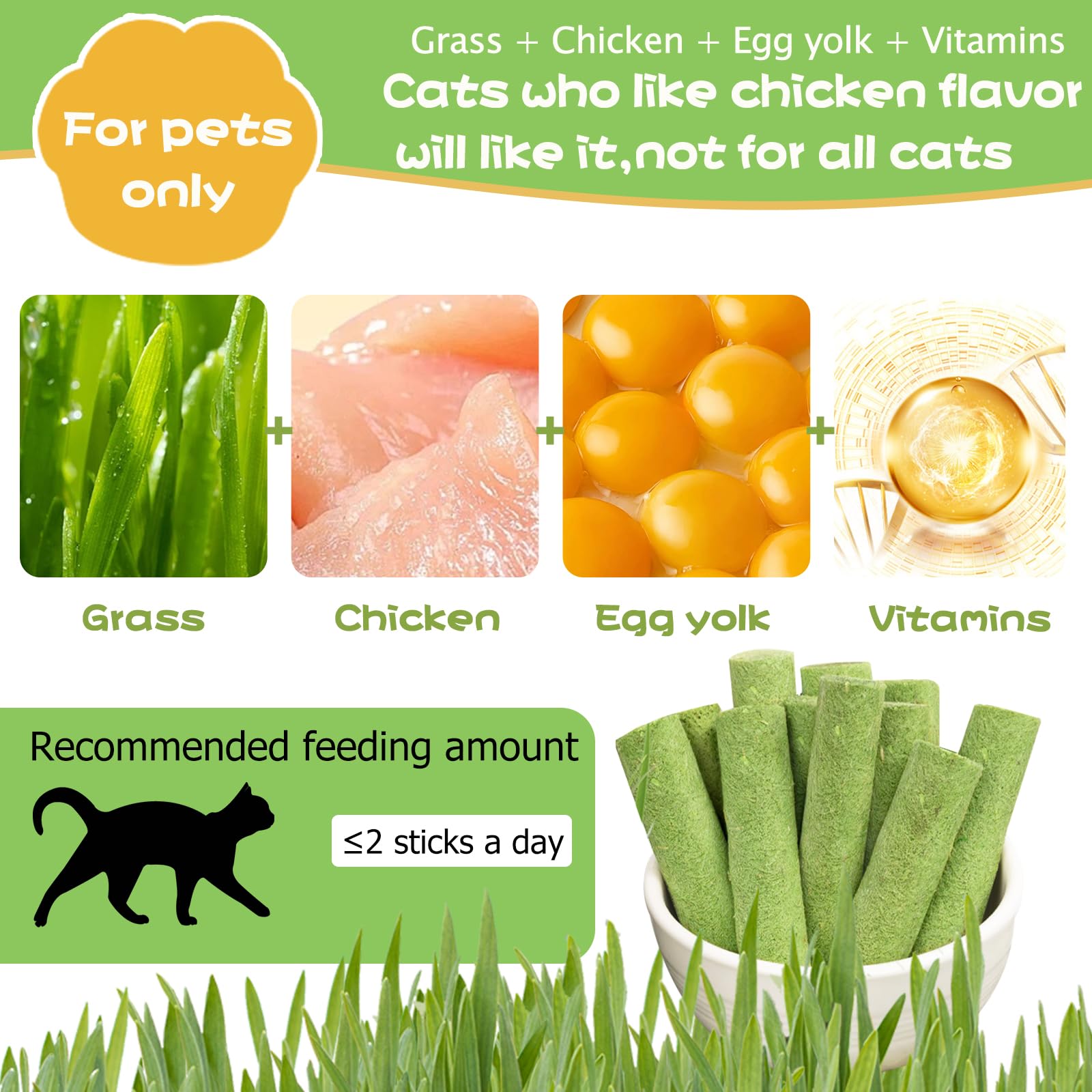 Meowly – Bâtons d’herbe pour chat – Digestion: fibre naturelle soutenant une digestion régulière.