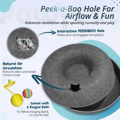 MEOWMATES Peekaboo tunnel chat cave ronde crée un espace securise pour siestes.