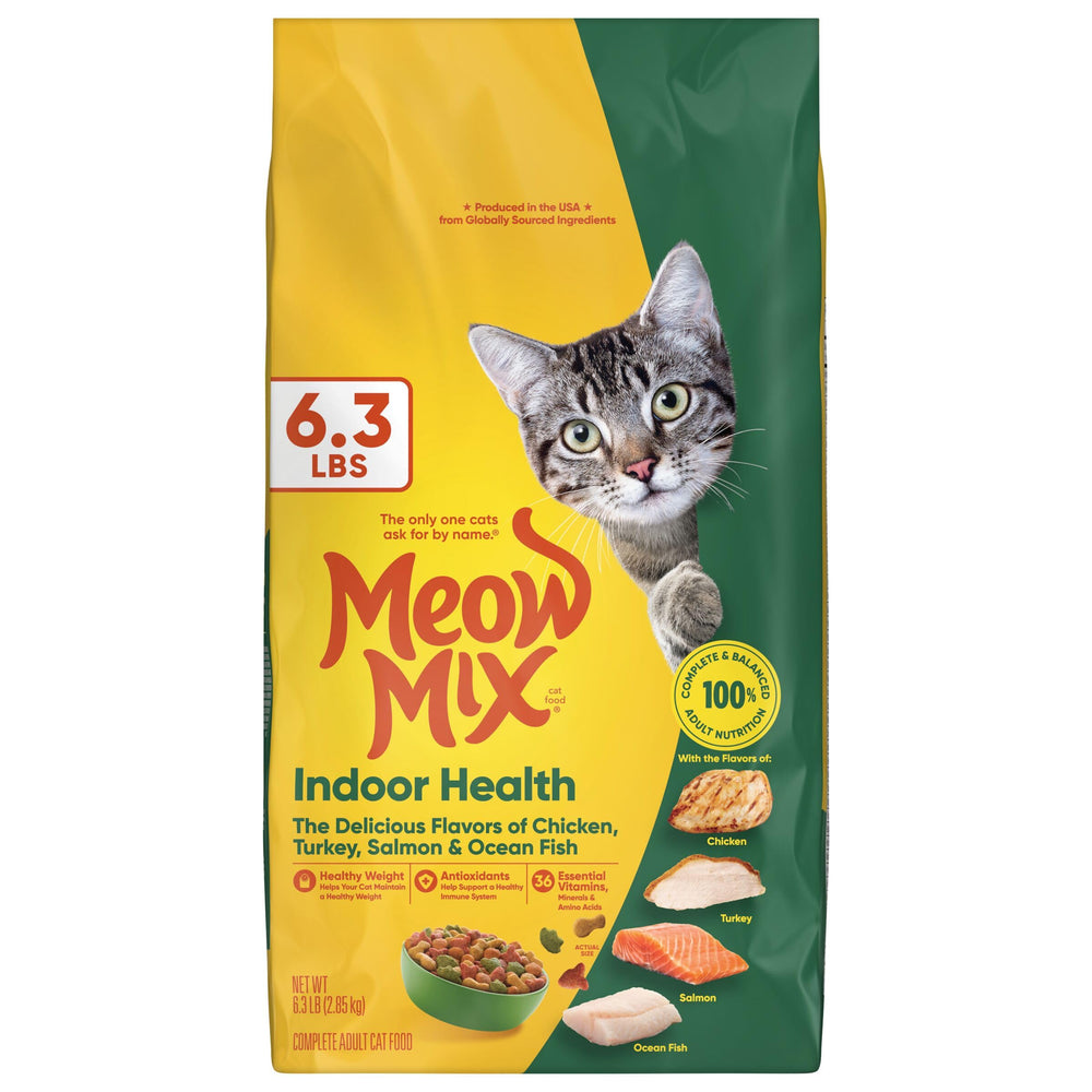 Meow Mix Indoor Health-ingredients-globaux, ingrédients sélectionnés pour une alimentation complète.