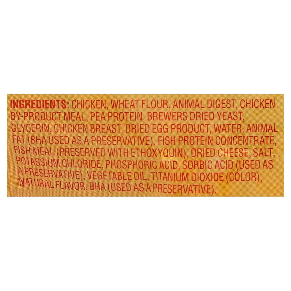Meow Mix friandises chat poulet réel, saveur authentique.