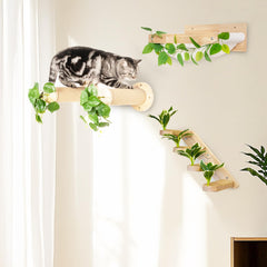 Meowoou ensemble mural 3-en-1 pour chats, favorise l’escalade et le repos.