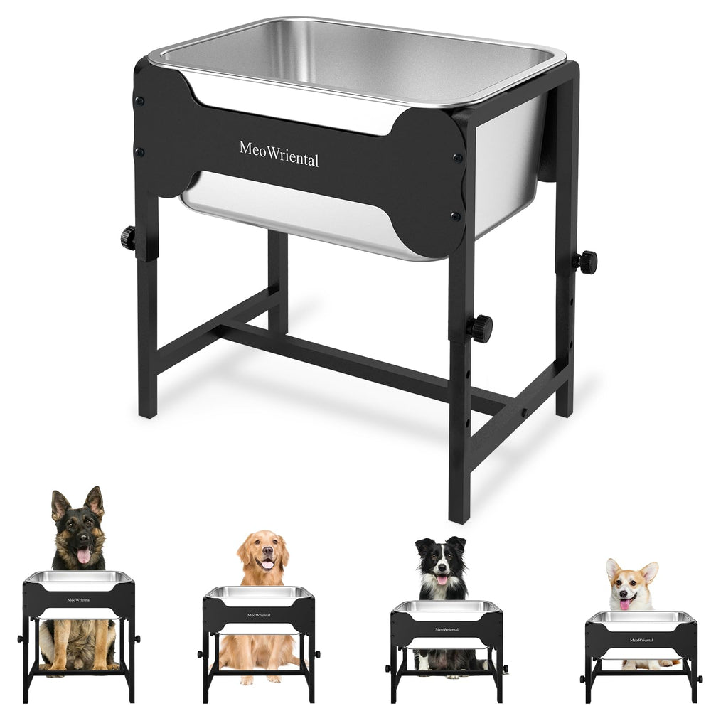 MeoWriental gamelle eau surlevee 4 niveaux, facilite hydratation adaptée à la taille du chien