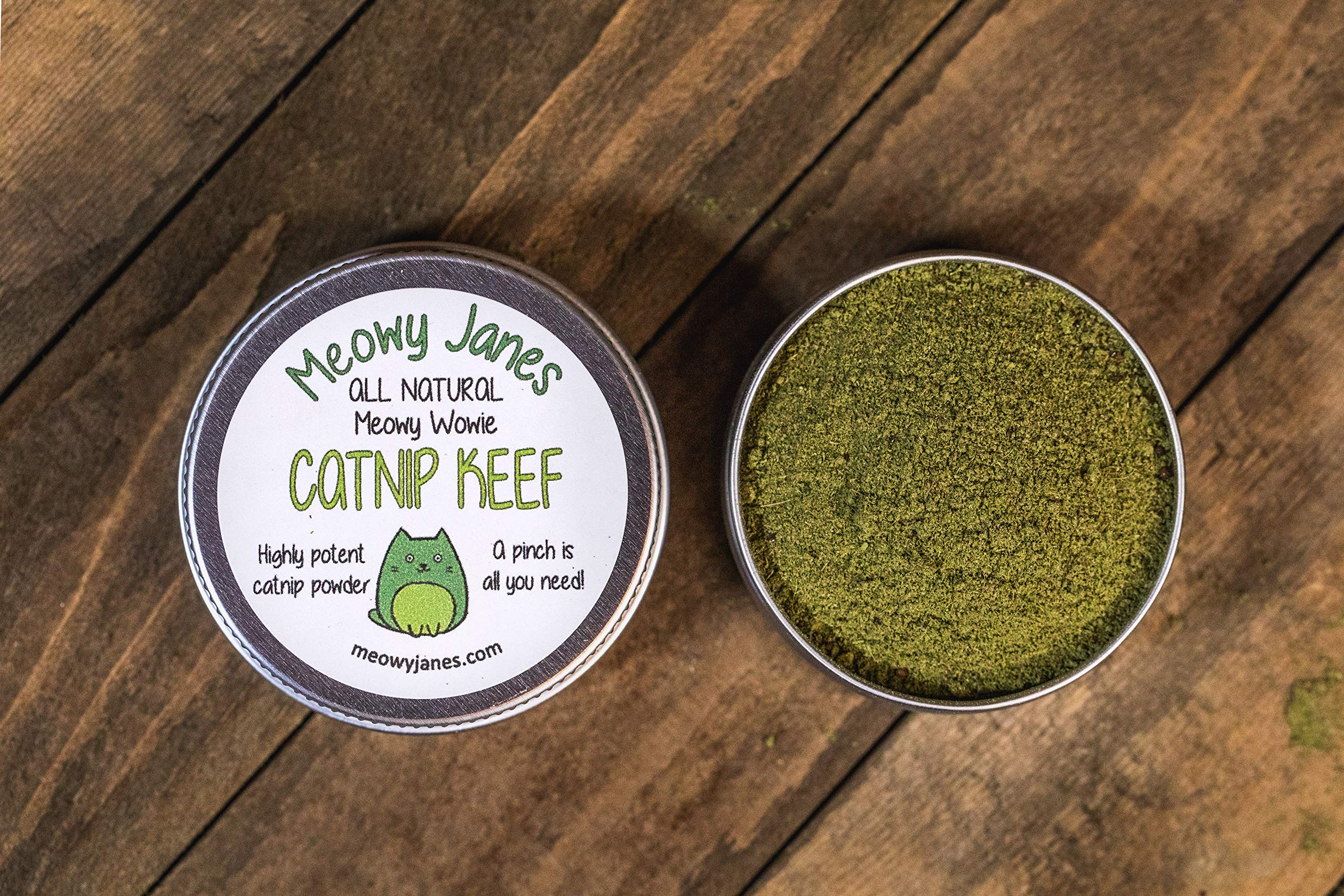 Meowy Janes Catnip Keef emballage frais garantit fraîcheur et efficacité.
