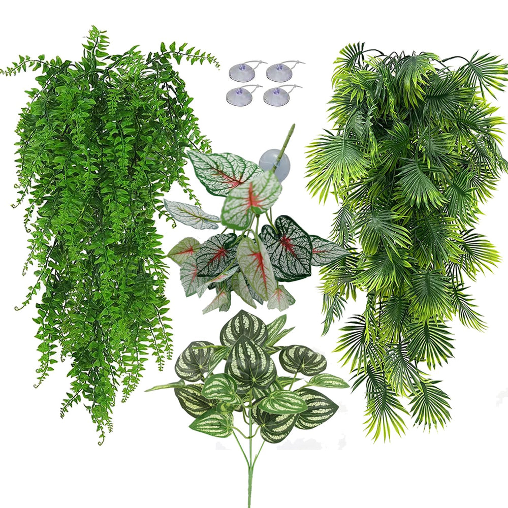 MePHAN plante artificielle reptile – feuilles pendantes, décor réaliste et sans entretien pour terrarium.