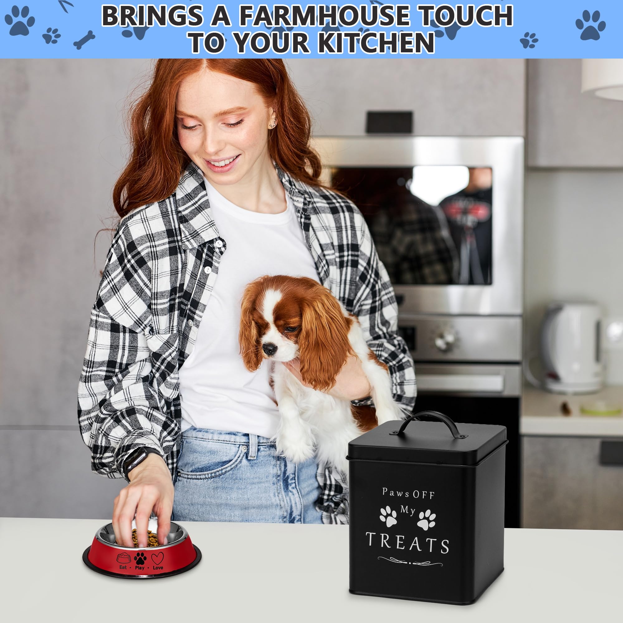 Bol rouge Meraki Home pour repas de chien sur table