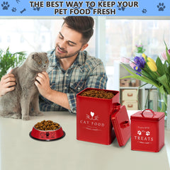 Conteneur friandises pour chat en métal, rangement robuste