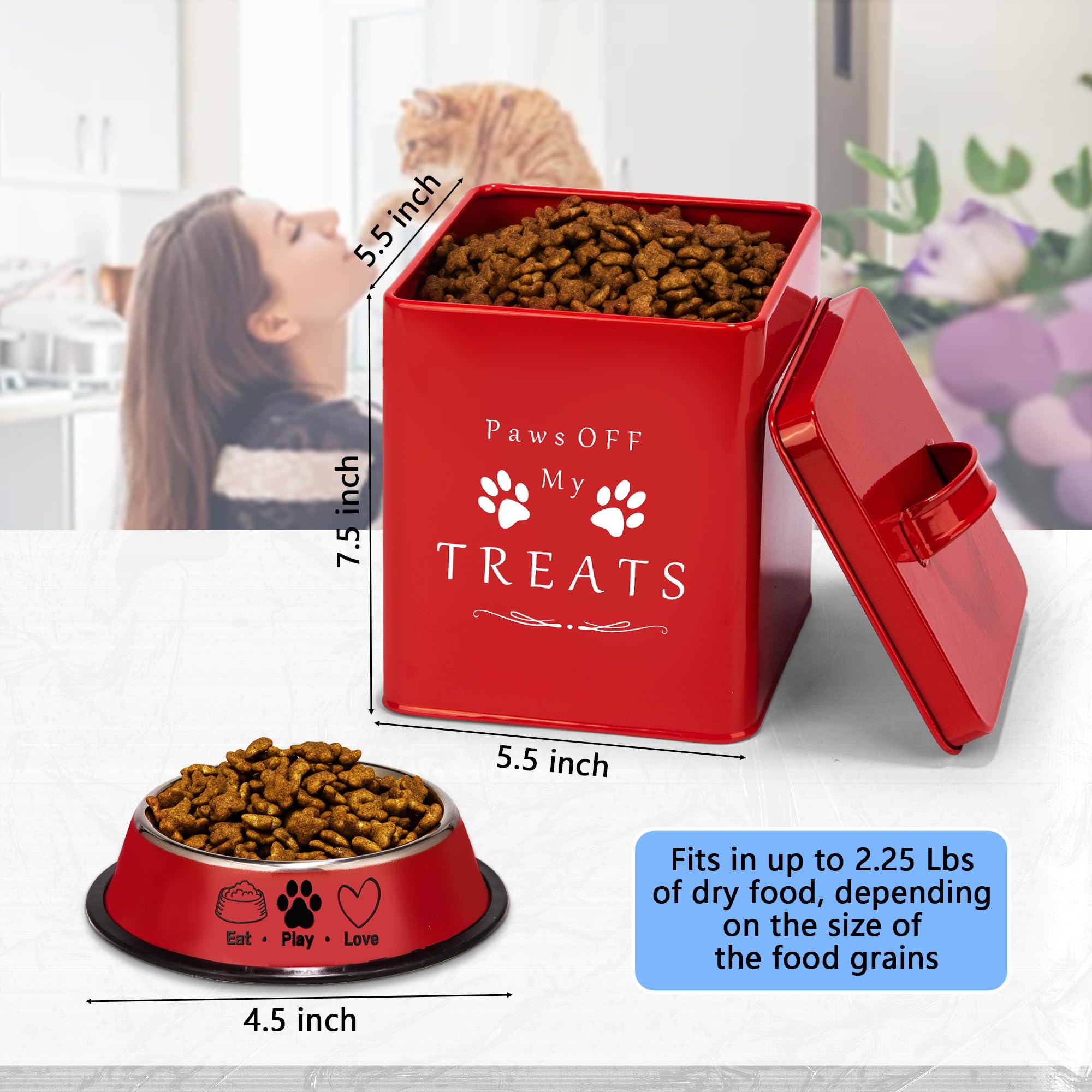 Gamelle rouge brillant Meraki Home pour nourriture sèche ou humide