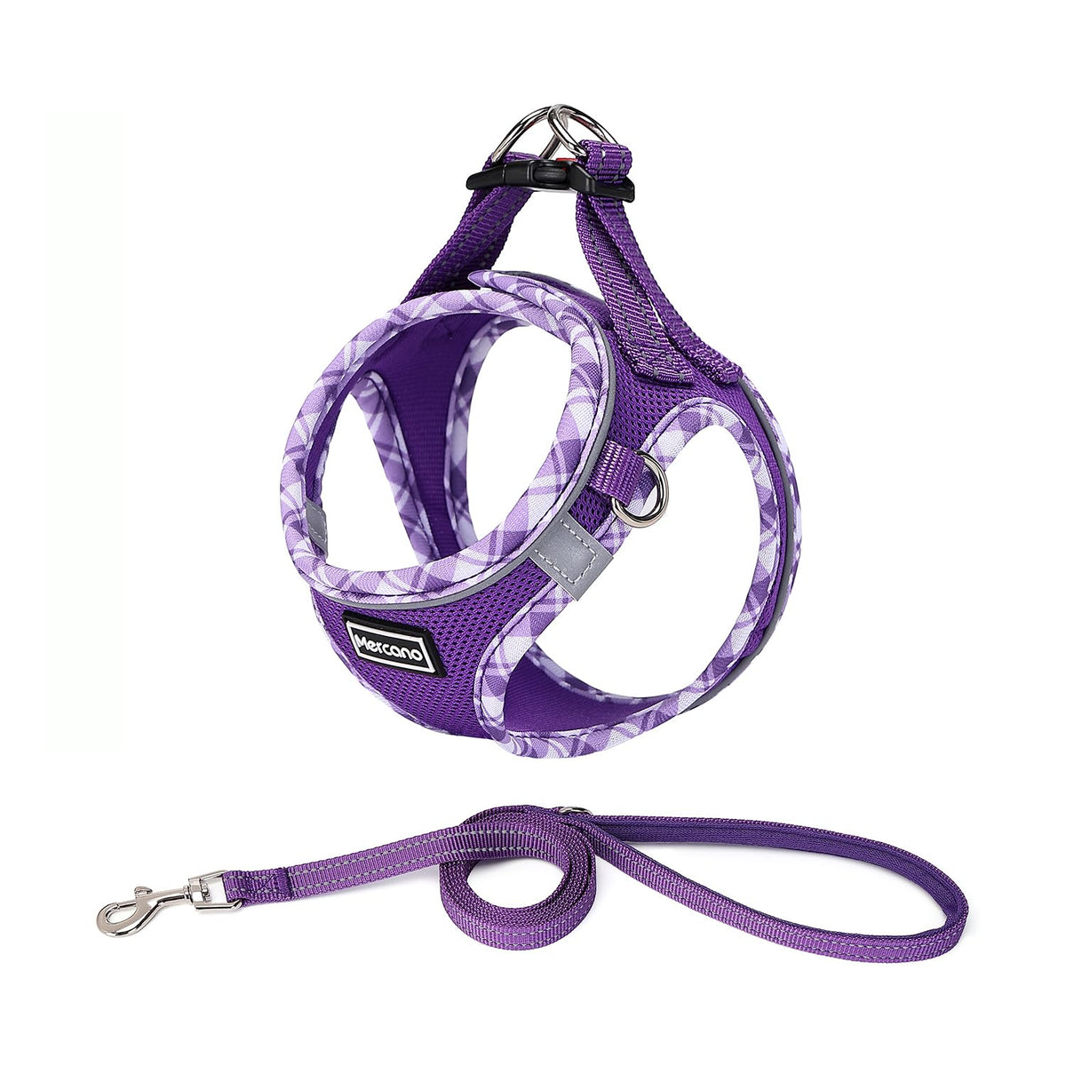 Harnais Mercano en mesh doux pour petit chien, confort et respirabilité violet.