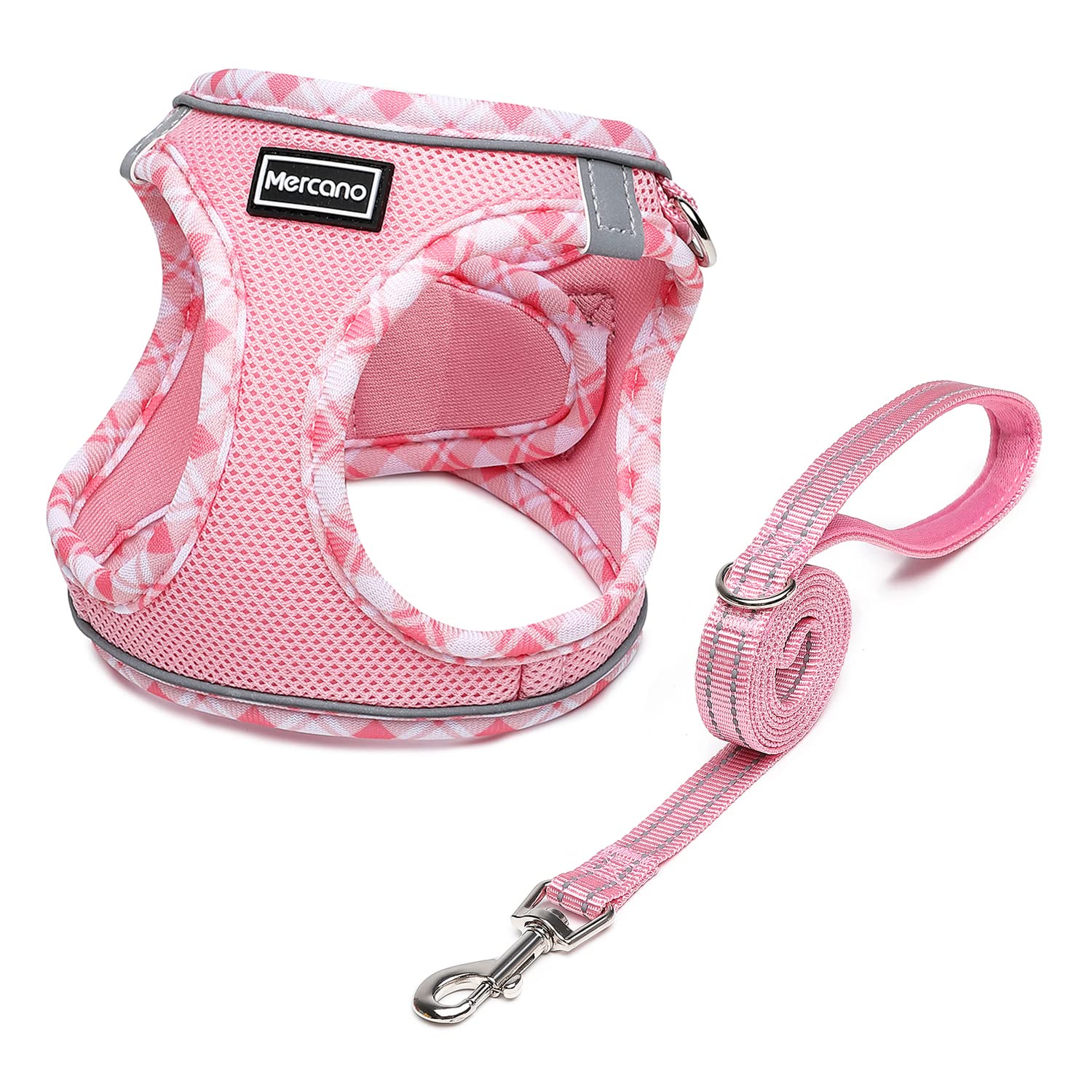 Mercano harnais mesh rose XXS vue avant, léger et respirant pour chien et chat