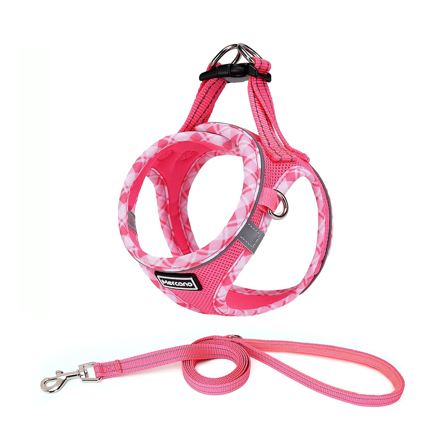 Harnais Mercano mesh souple pour petit chien, couleur fuchsia, confort respirant.