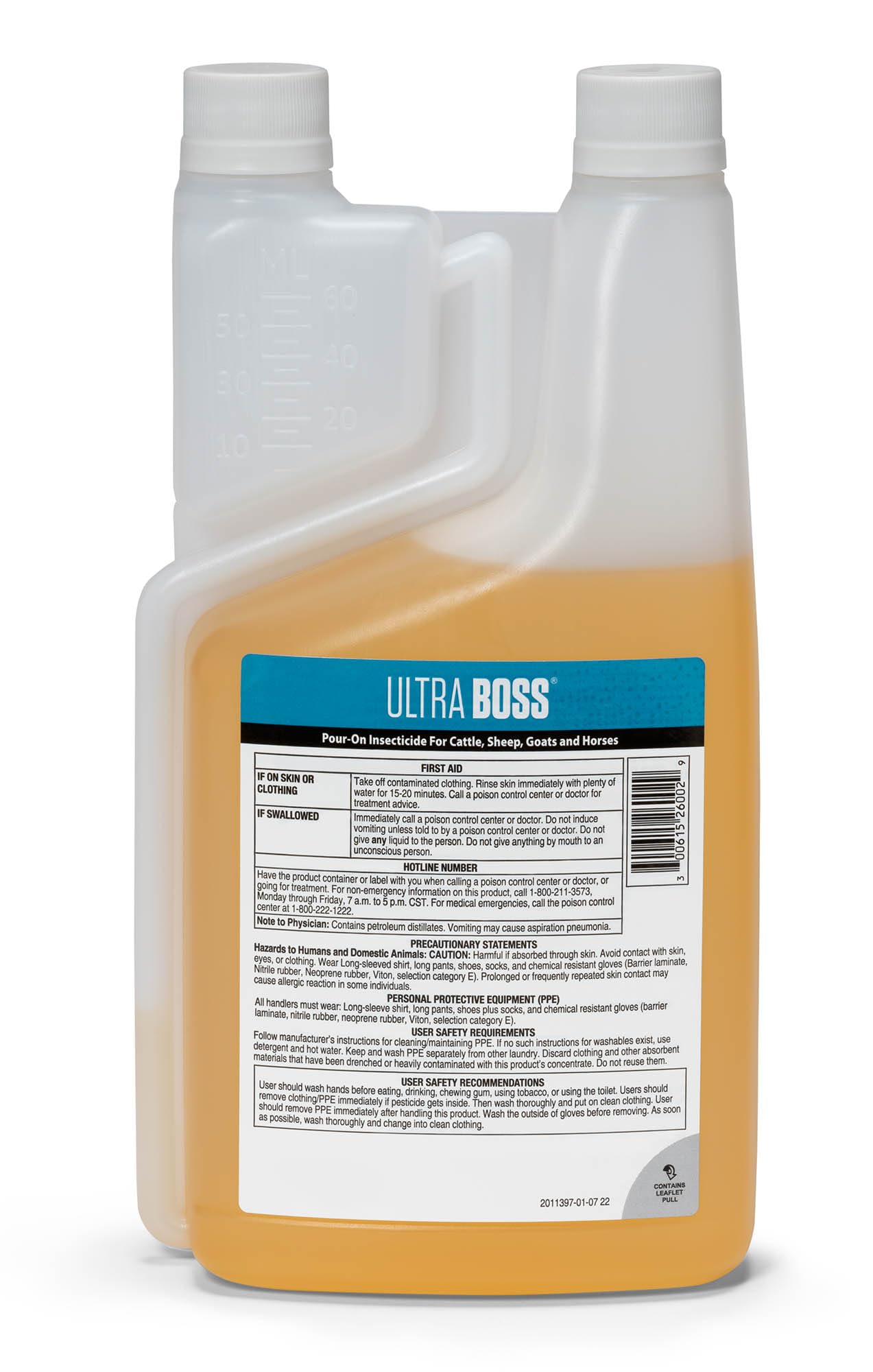 Merck Ultra Boss Pour On avec applicateur, distribution précise et usage pratique pour le cheval