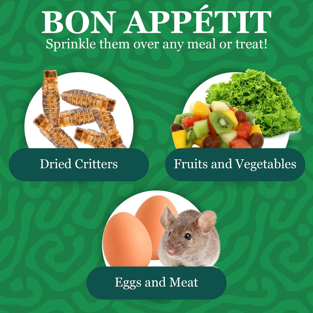 Idéal pour saupoudrer directement sur les repas des reptiles.