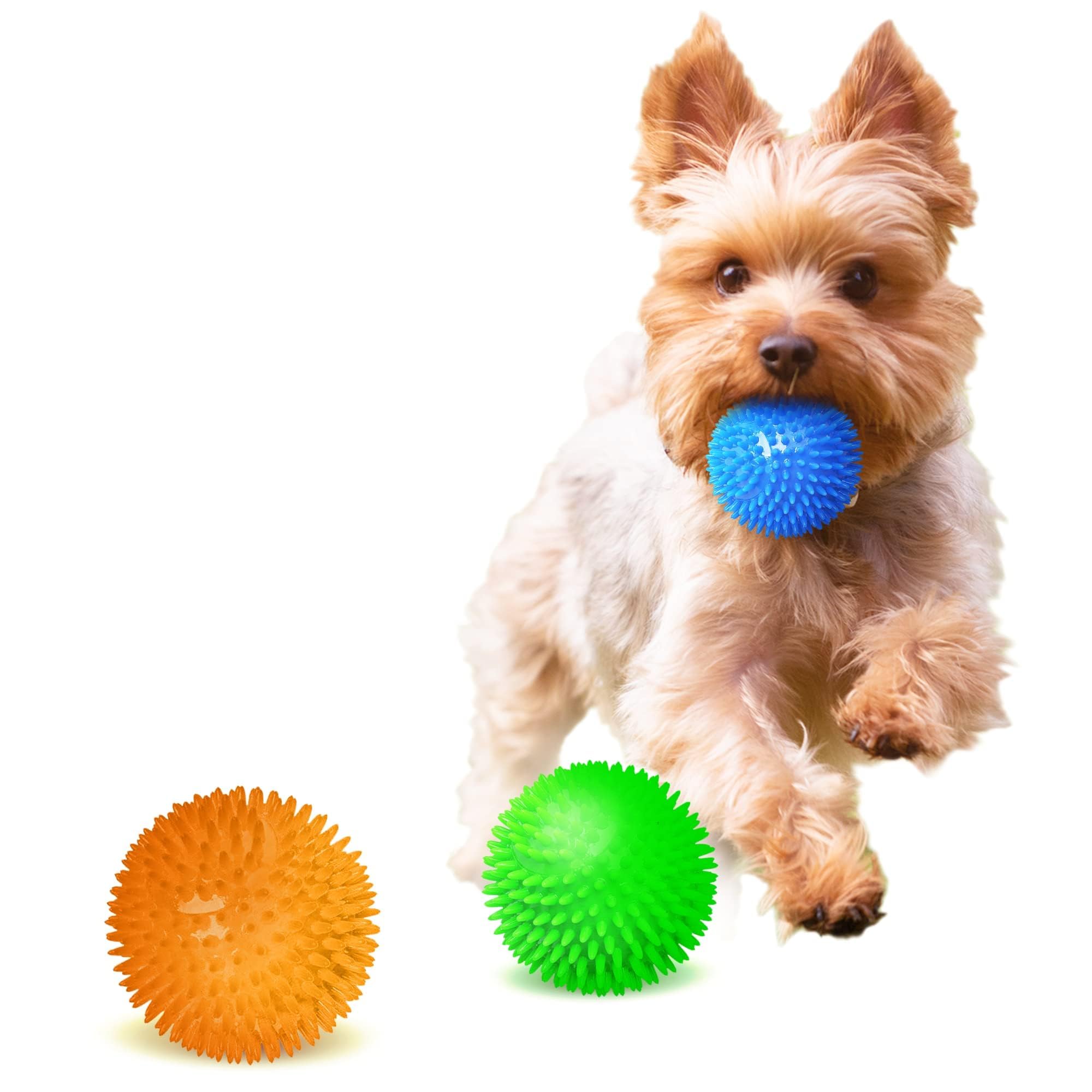 Balle épineuse CoCoo orange pour chien et chat.