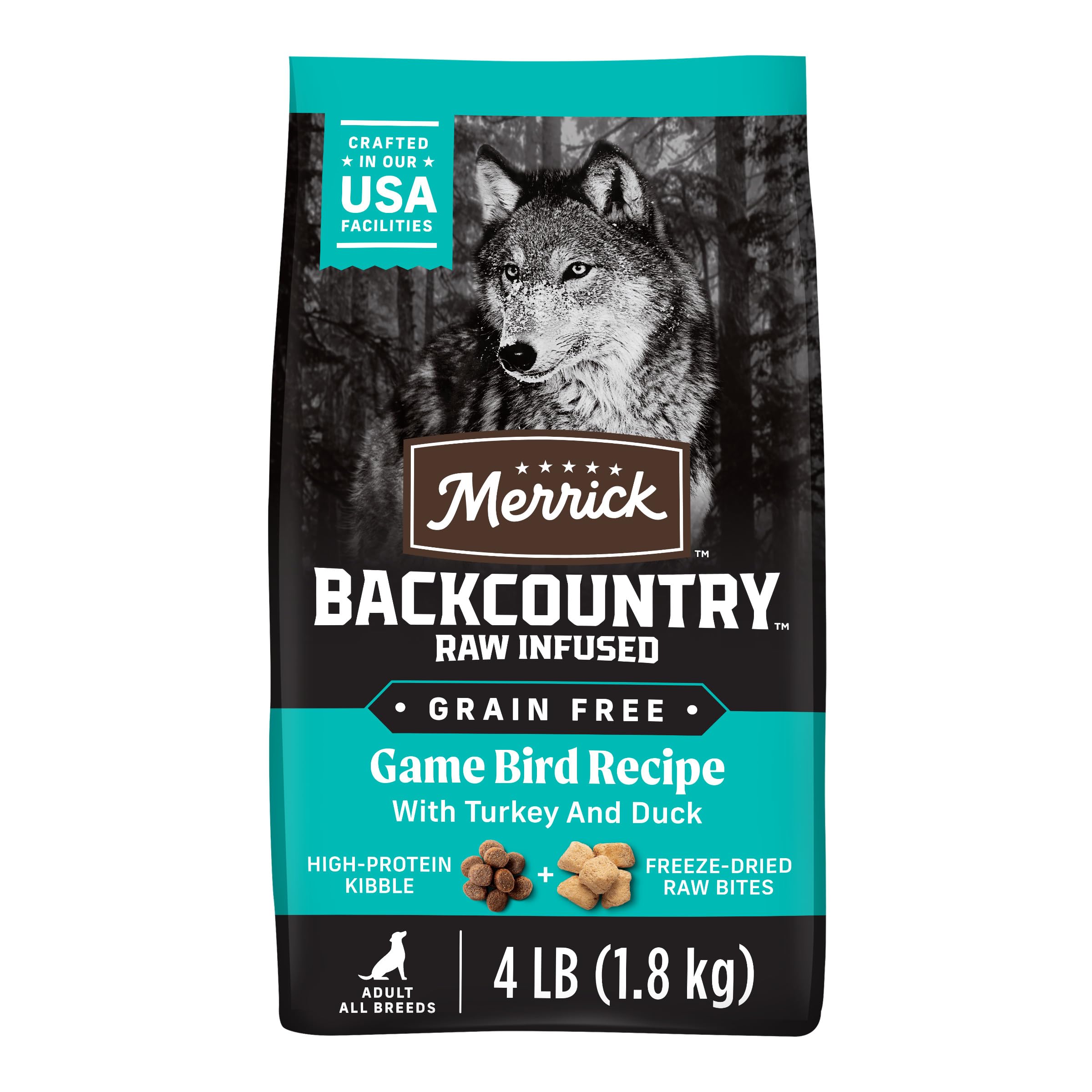 Croquettes Merrick Backcountry sans céréales, texture riche pour chiens actifs