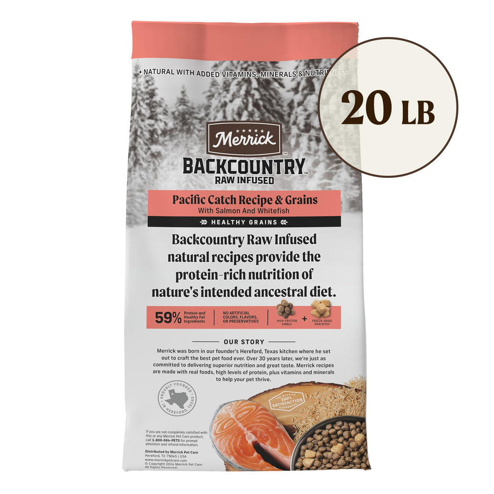 Merrick Backcountry Pacifique digestion-equilibre: grains entiers favorisant une nutrition équilibrée.