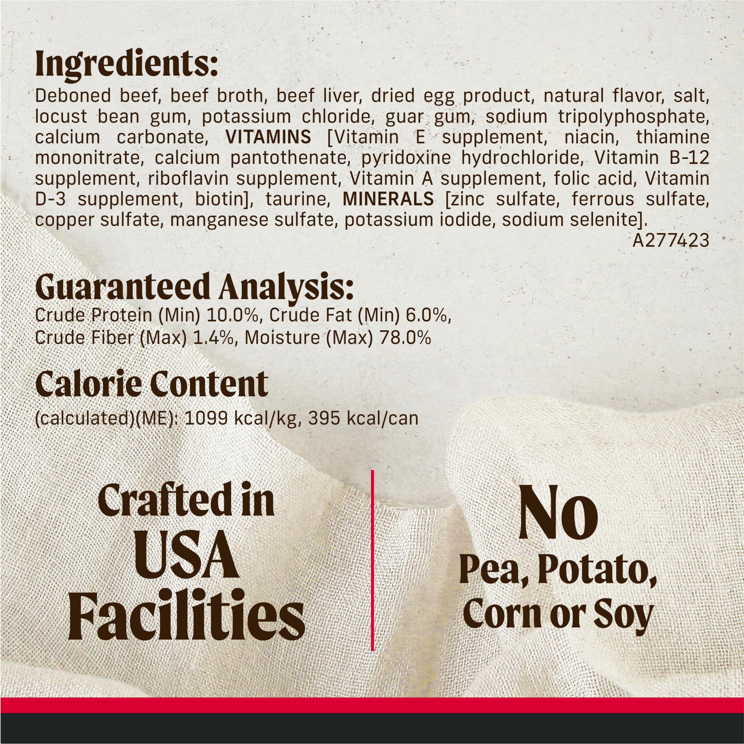 Merrick Backcountry Informations Nutritionnelles : informations nutritionnelles claires sur l'emballage.