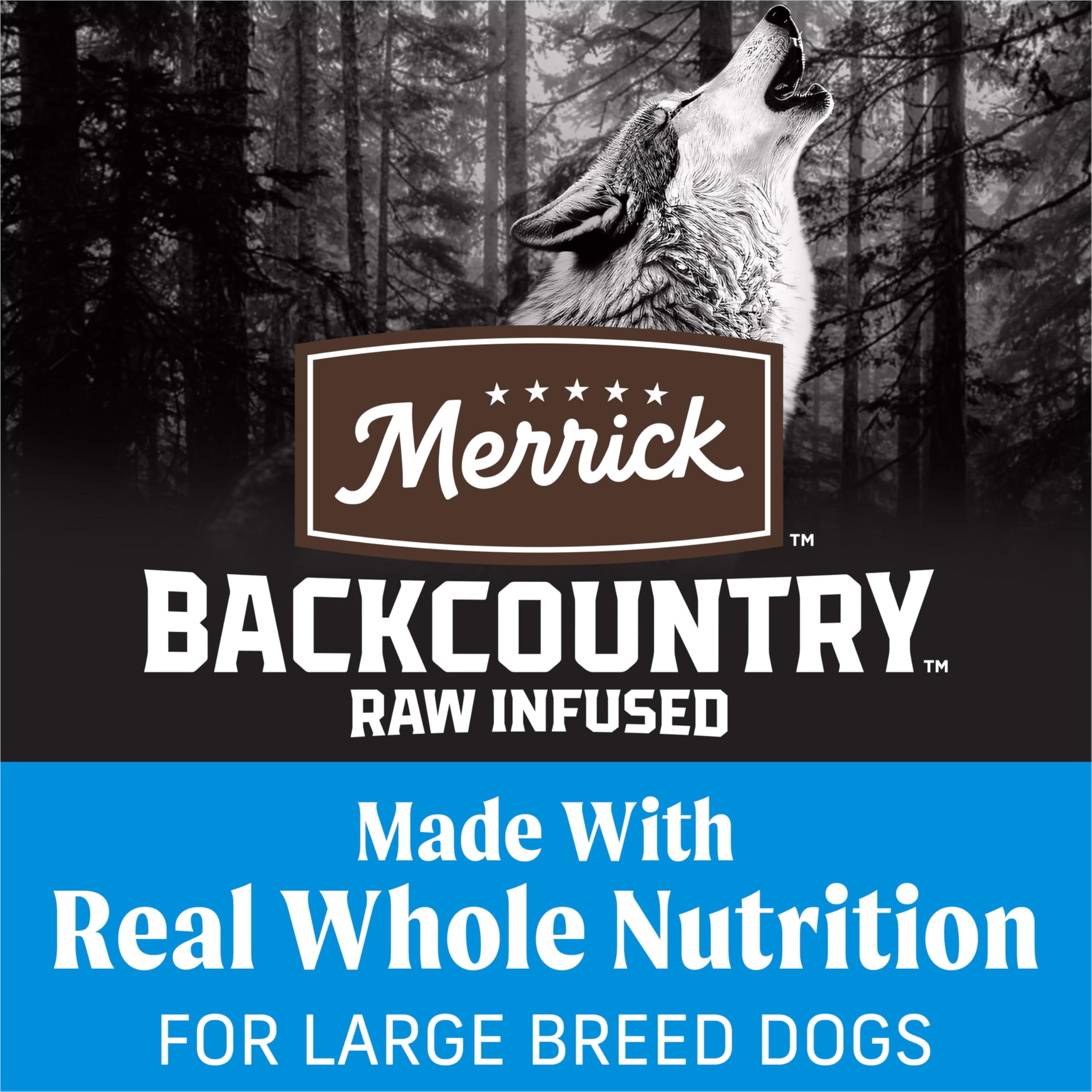Morceaux crus lyophilisés mélangés aux croquettes Merrick Backcountry grande race
